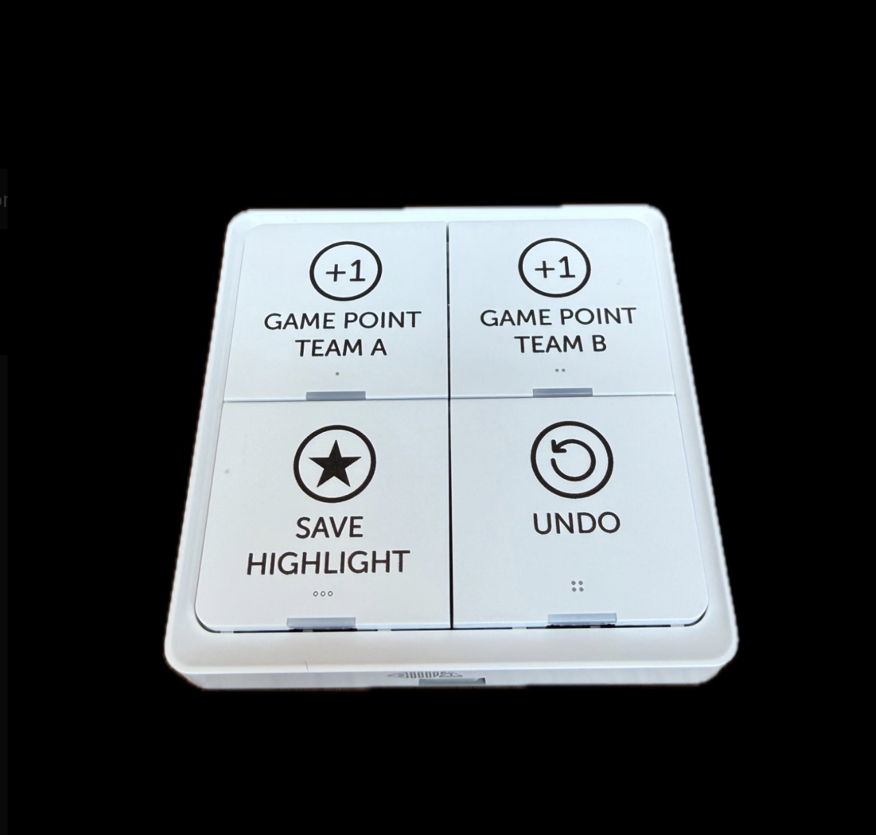 SLAMS 4 wireless panel with Game Point Team A, Game Point Team B, Save Highlight and Undo buttons