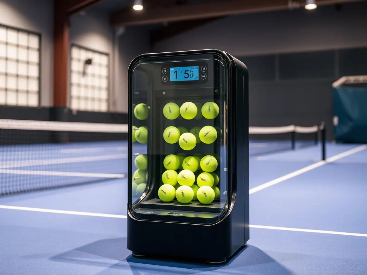 Smart padel ball machine on a court